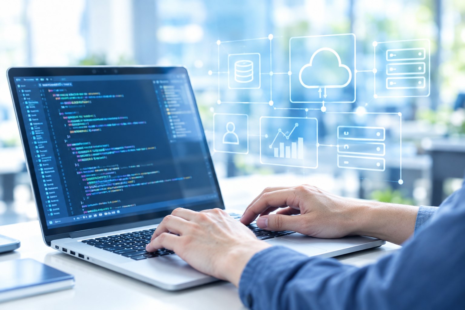 業務システムを開発する手元（イメージ）