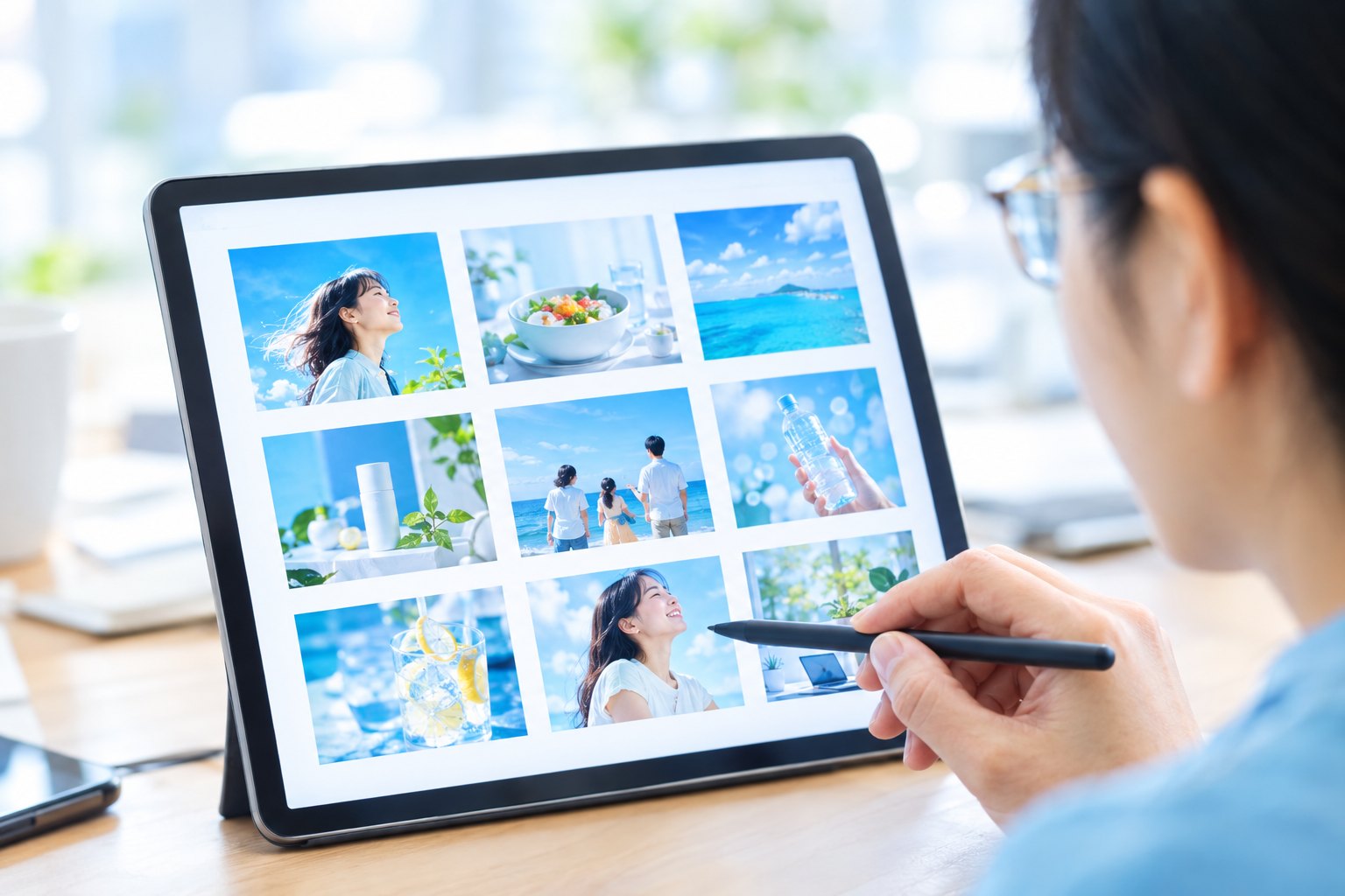 広告の画像を確かめるタブレット（イメージ）