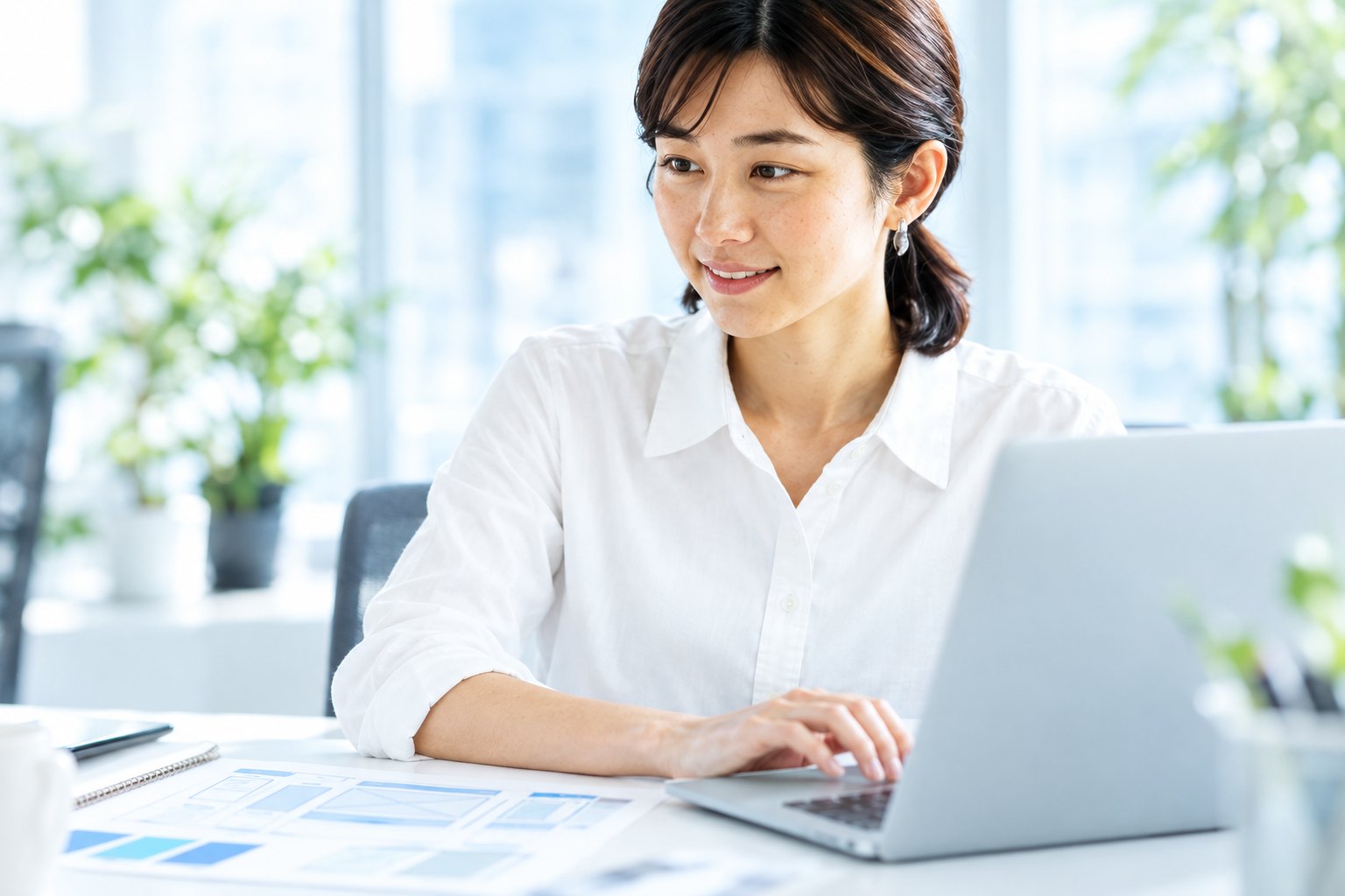 Webサイトをデザインする女性（イメージ）
